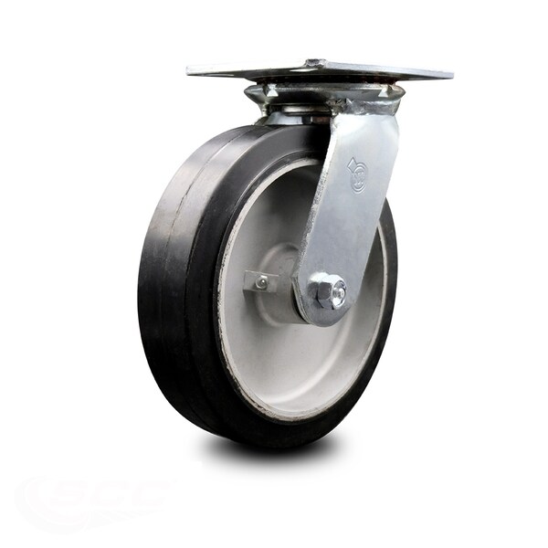 8 Inch Heavy Duty Top Plate Rubber on Aluminum Swivel Caster with Ball Bearing